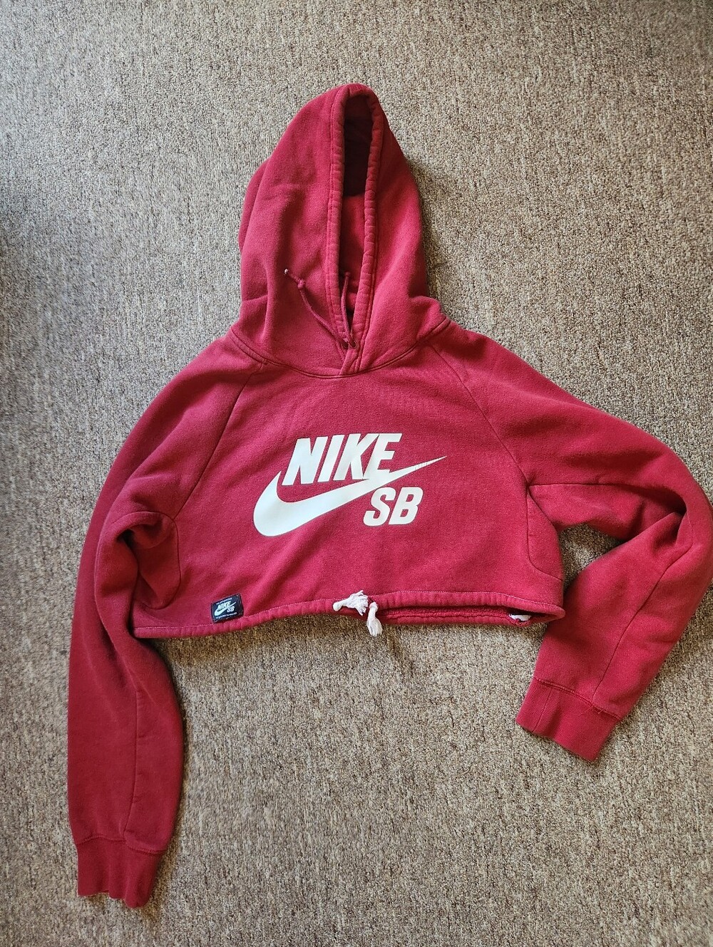 Nike Maroon Hoodie with White Swoosh SB Logo